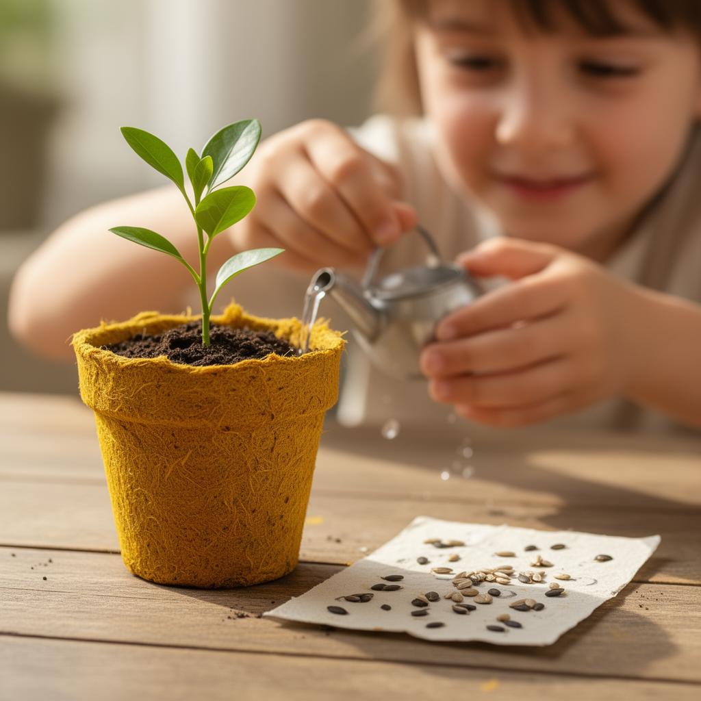 A biodegradable seedling pot we press from turmeric pulp